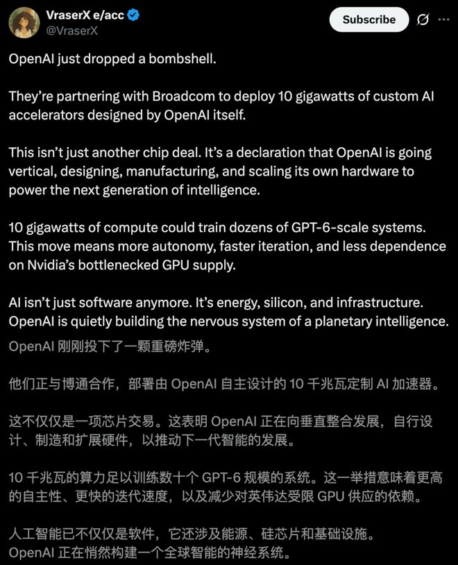 界「M1时刻」九个月杀到！联手博通三年10GWEVO视讯平台OpenAI官宣自研首颗芯片AI(图12)